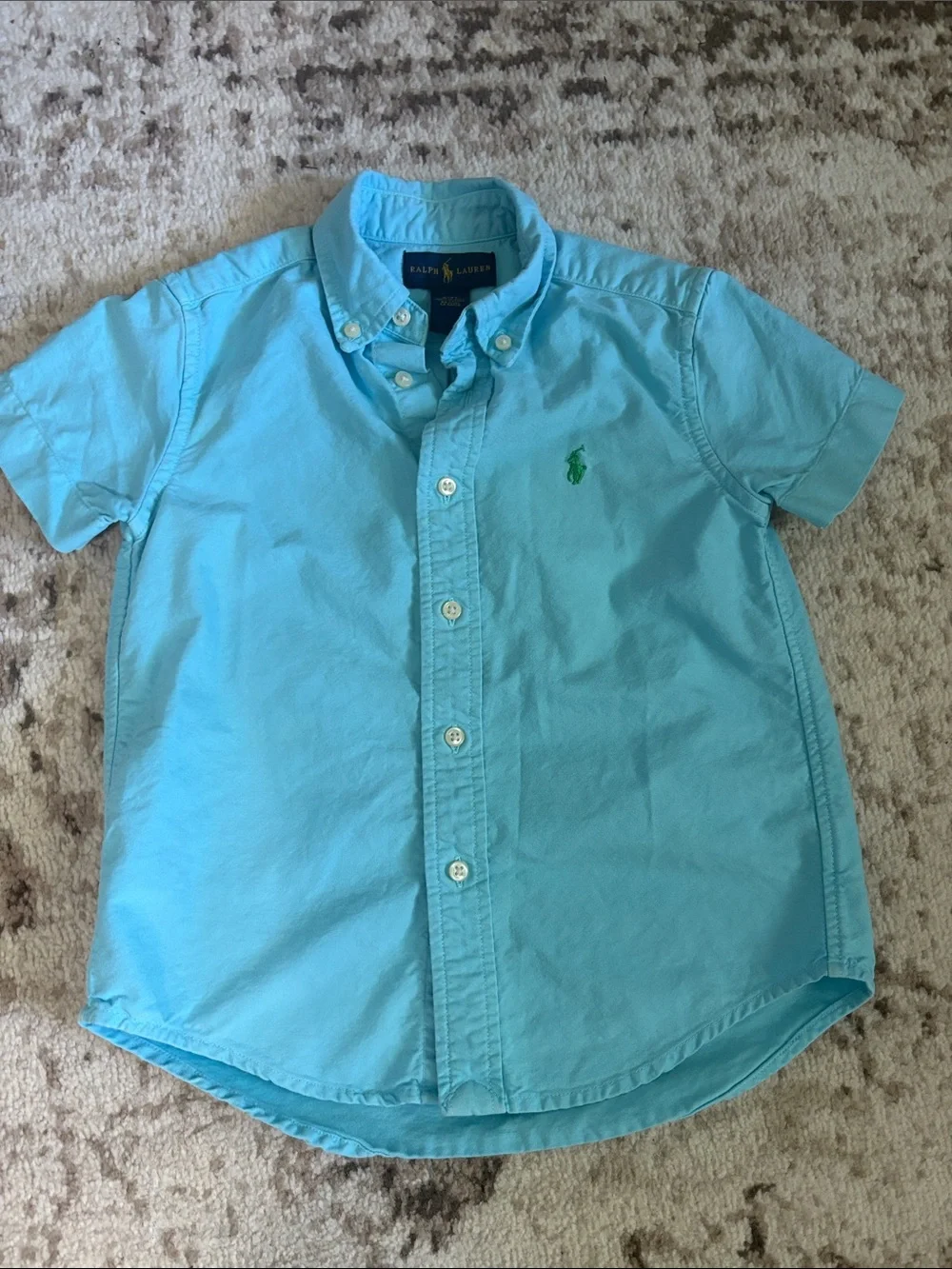 Boys Ralph Lauren Boys Short-Sleeve Button-Down Shirt - Light Blue